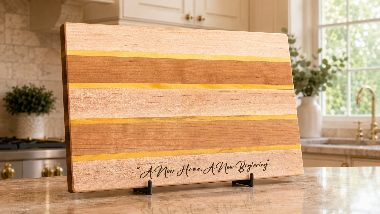 A New Home A New Beginning personalized hardwood closing gift